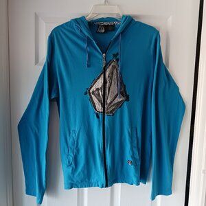 Volcom Logo Hoodie Blue Full Zip Long sleeve Sweatshirt Unisex S